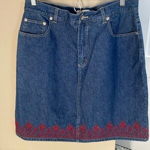 Crossroads Jean skirt with embroidered details